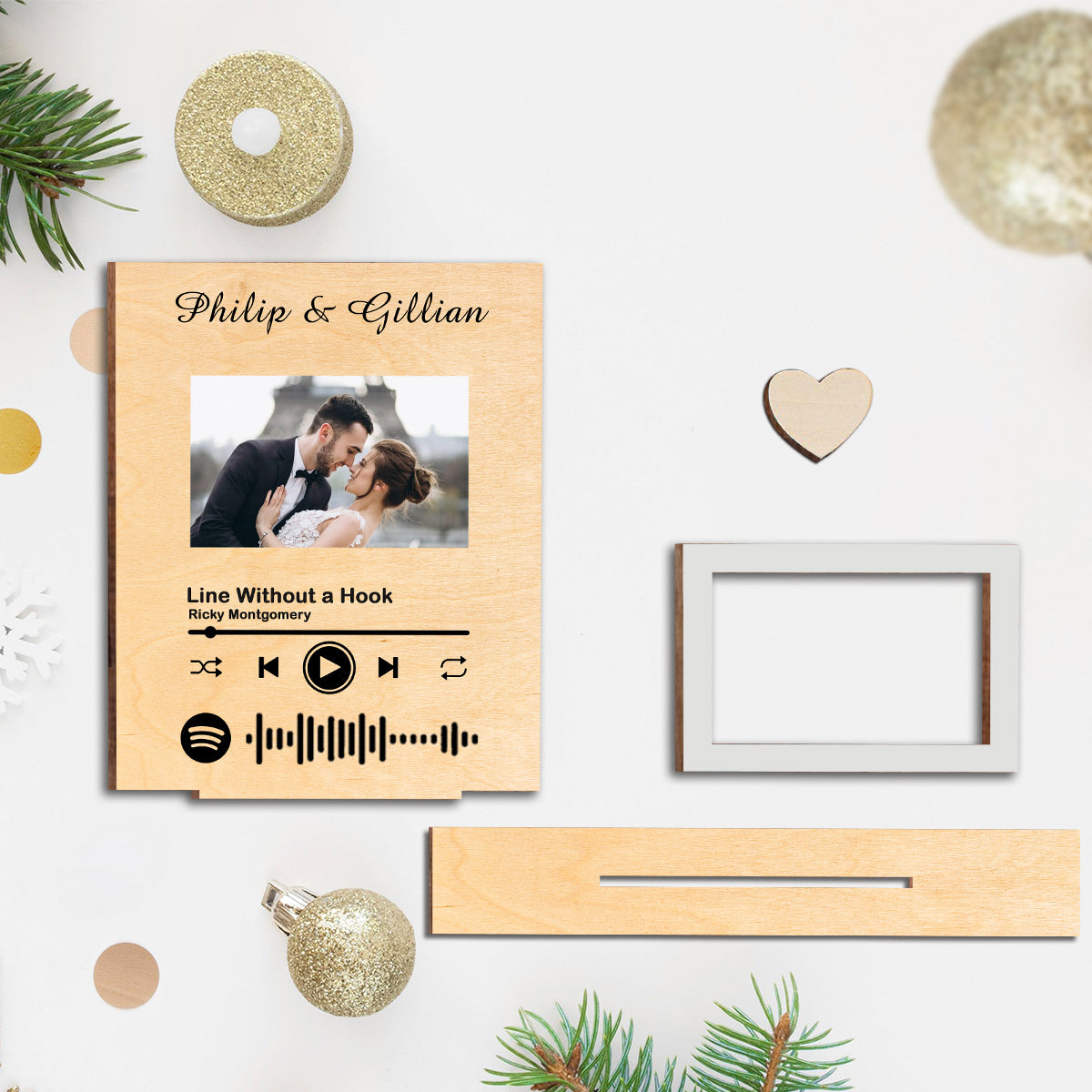 Unser Lied – Personalisiertes, dreistöckiges, großes, freistehendes Poster für Paare