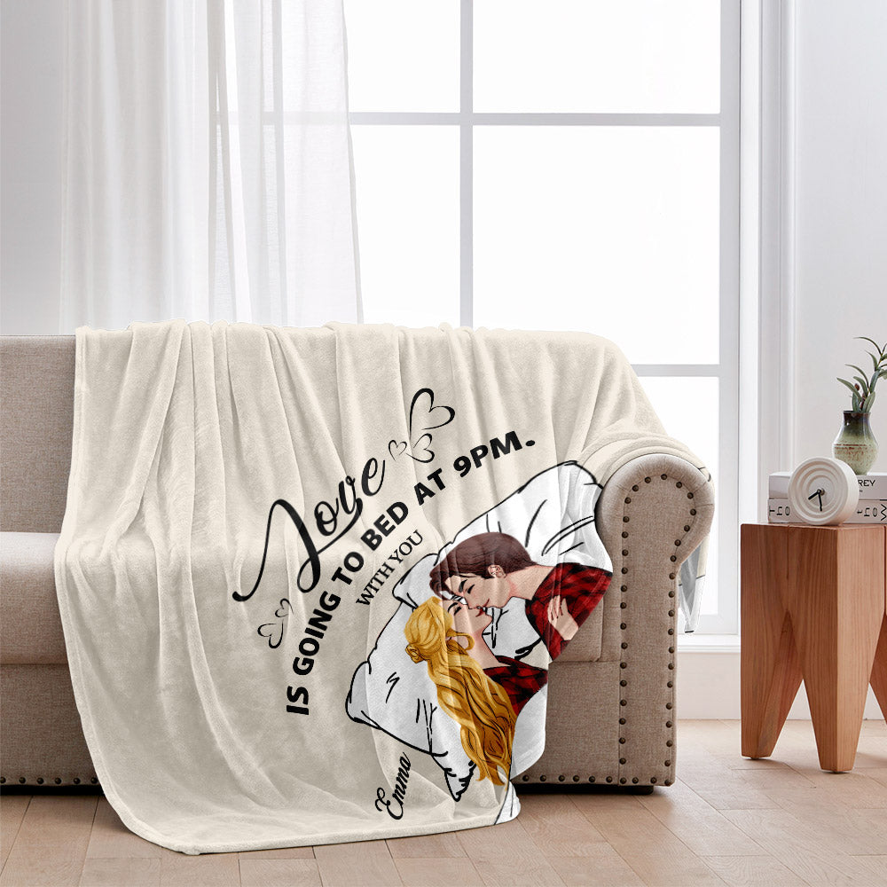 Liebe heißt: Mit dir um 21 Uhr ins Bett gehen – Geschenk für Ehefrau, Freund – Personalisierte Decke