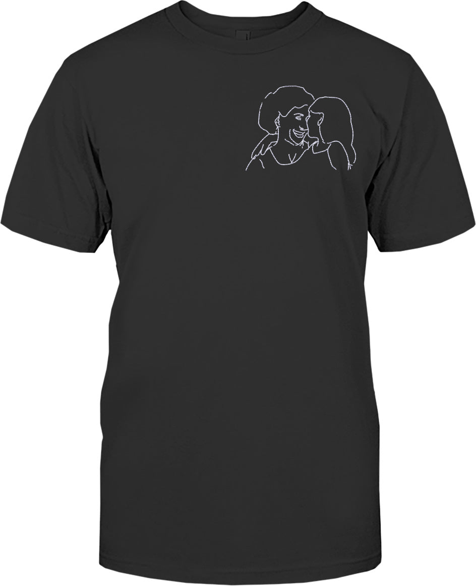Individuelle Linienzeichnung – Personalisiertes, besticktes T-Shirt für Oma