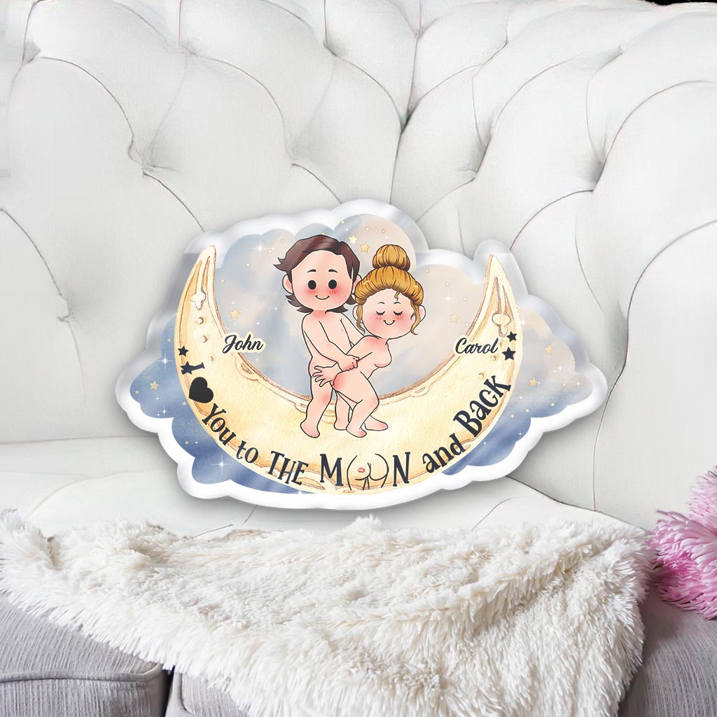 Ich liebe dich bis zum Mond und zurück – Personalisiertes Kissen in Pärchenform