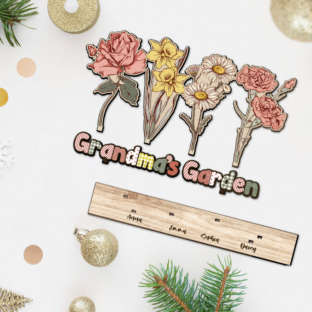 Grandma's Garden Birth Flowers - Gift for grandma - Personalized 1 Layered Big Freestanding
