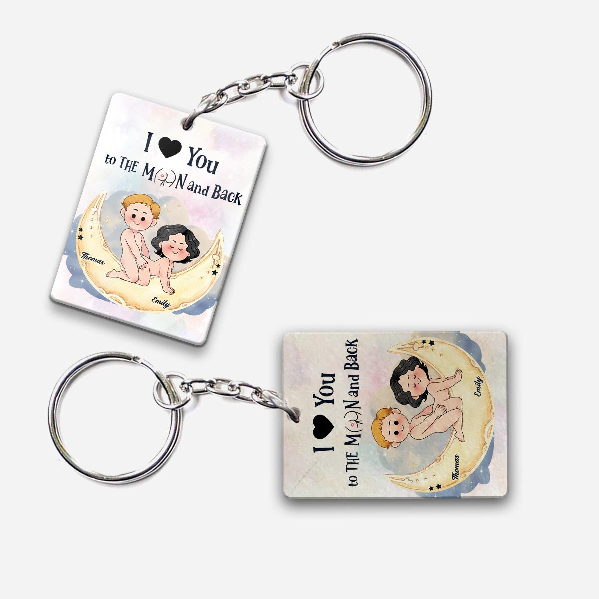 Ich liebe dich bis zum Mond und zurück – Personalisierter Schlüsselanhänger für Paare
