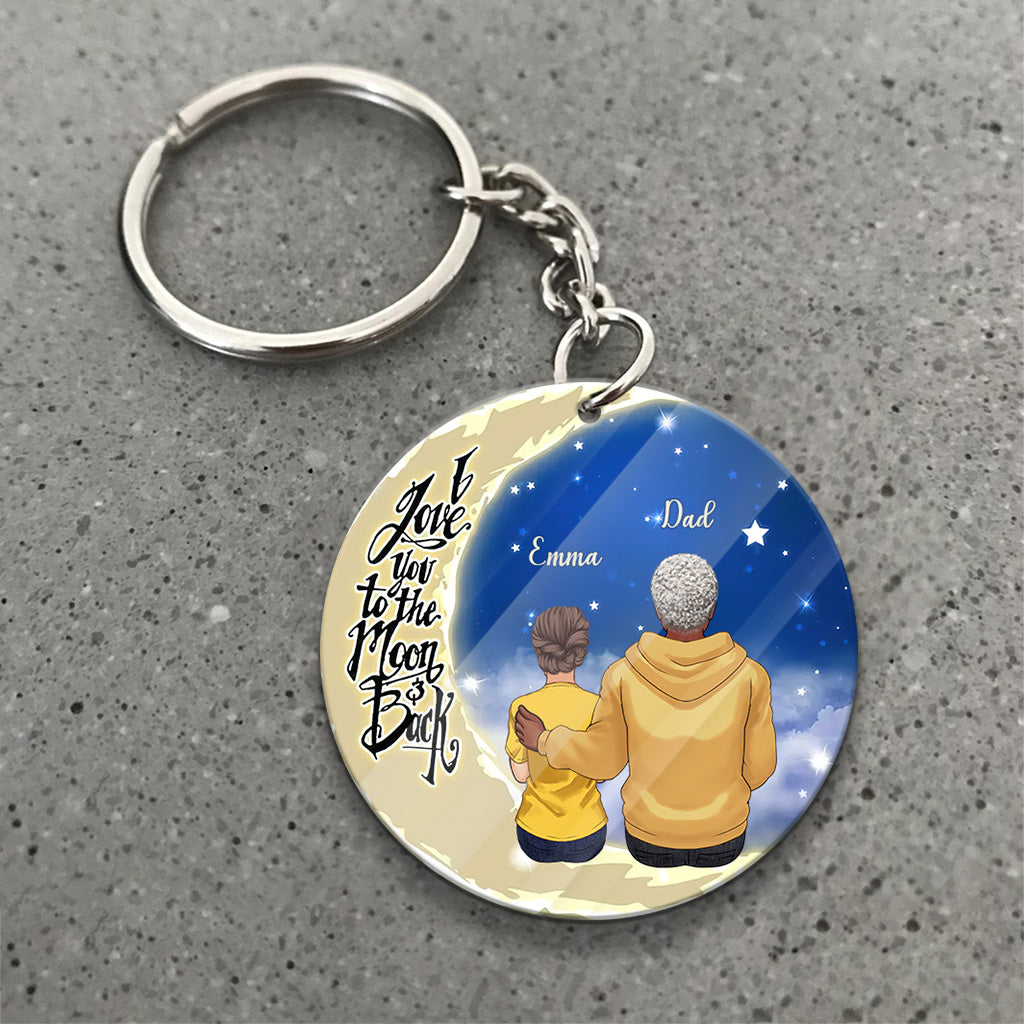 Bis zum Mond und zurück – Geschenk für Oma, Mama, Papa, Opa – Personalisierter Schlüsselanhänger
