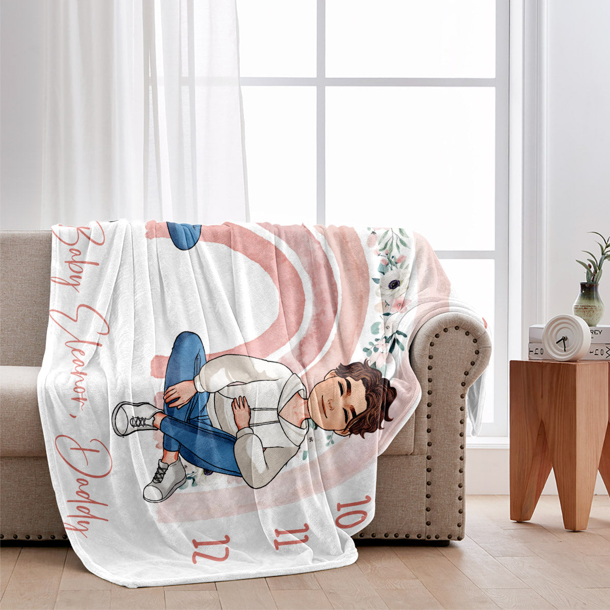 Monatliche Meilensteine ​​für Babys mit Mama und Papa – Geschenk für Neugeborene – Personalisierte Decke
