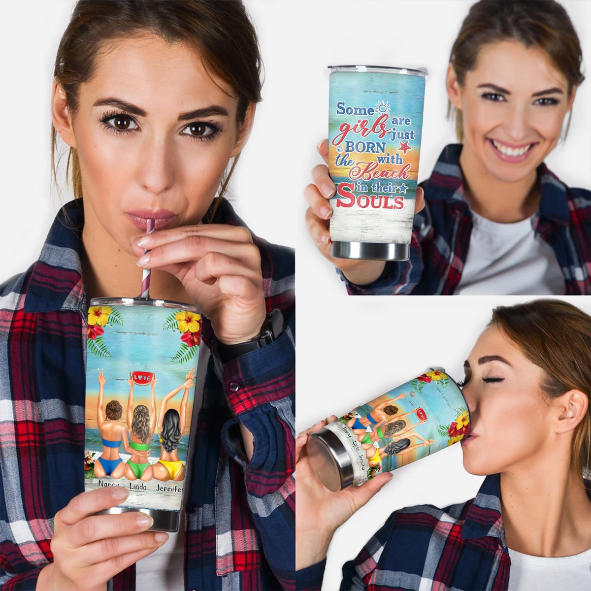 Ich liebe dich bis zum Strand und zurück – Geschenk für die beste Freundin/Schwester – Personalisierter Becher