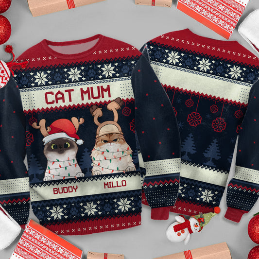 Miau-Weihnachten – Personalisierter Katzen-Pullover