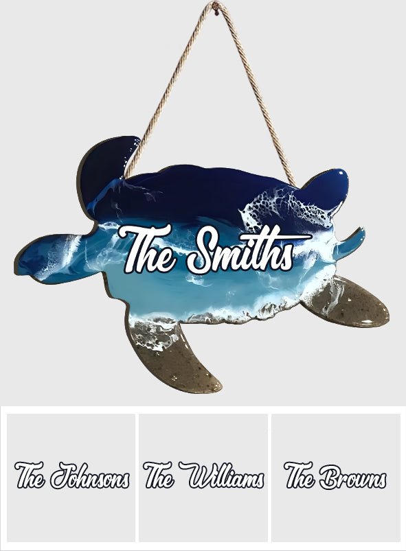 Liebe Schildkröte – Personalisiertes, individuell geformtes Holzschild in Schildkrötenform