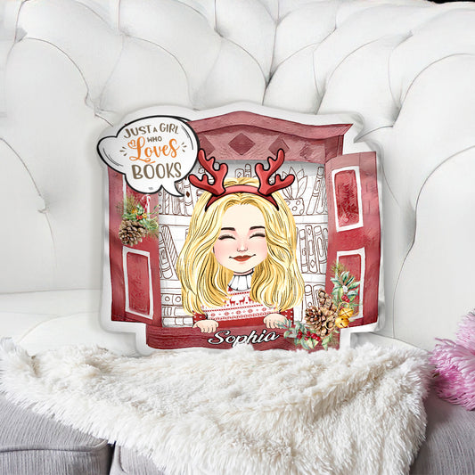 Just A Girl Who Loves Books - Personalized Book One-sided Shaped Pillow