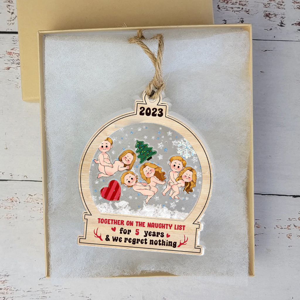 Together On The Naughty List For Years - gift for girlfriend, husband, wife, boyfriend - Personalized 3 Layered Shaker Ornament