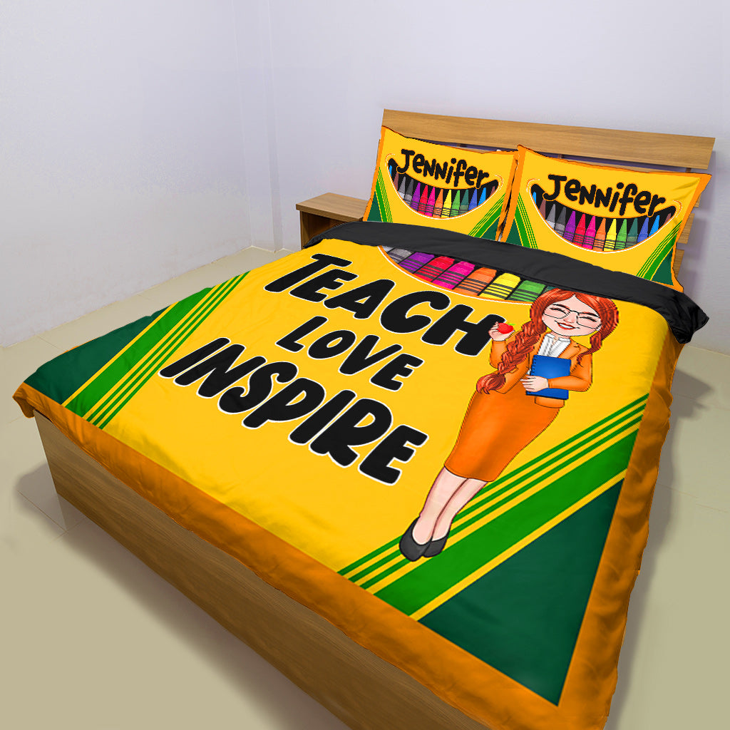 Lehren, Lieben, Inspirieren – Personalisiertes Bettwäscheset für Lehrer
