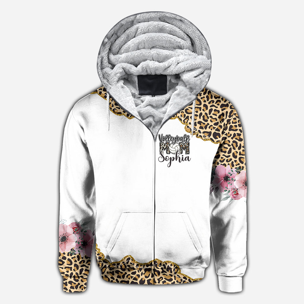 Volleyball-Mama-Leopard – Personalisiertes Volleyball-Shirt mit Allover-Print