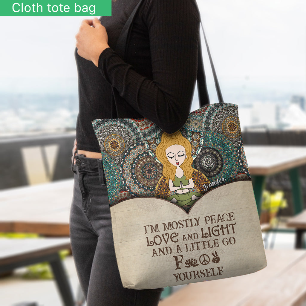 I'm Mostly Peace - Personalized Yoga Tote Bag