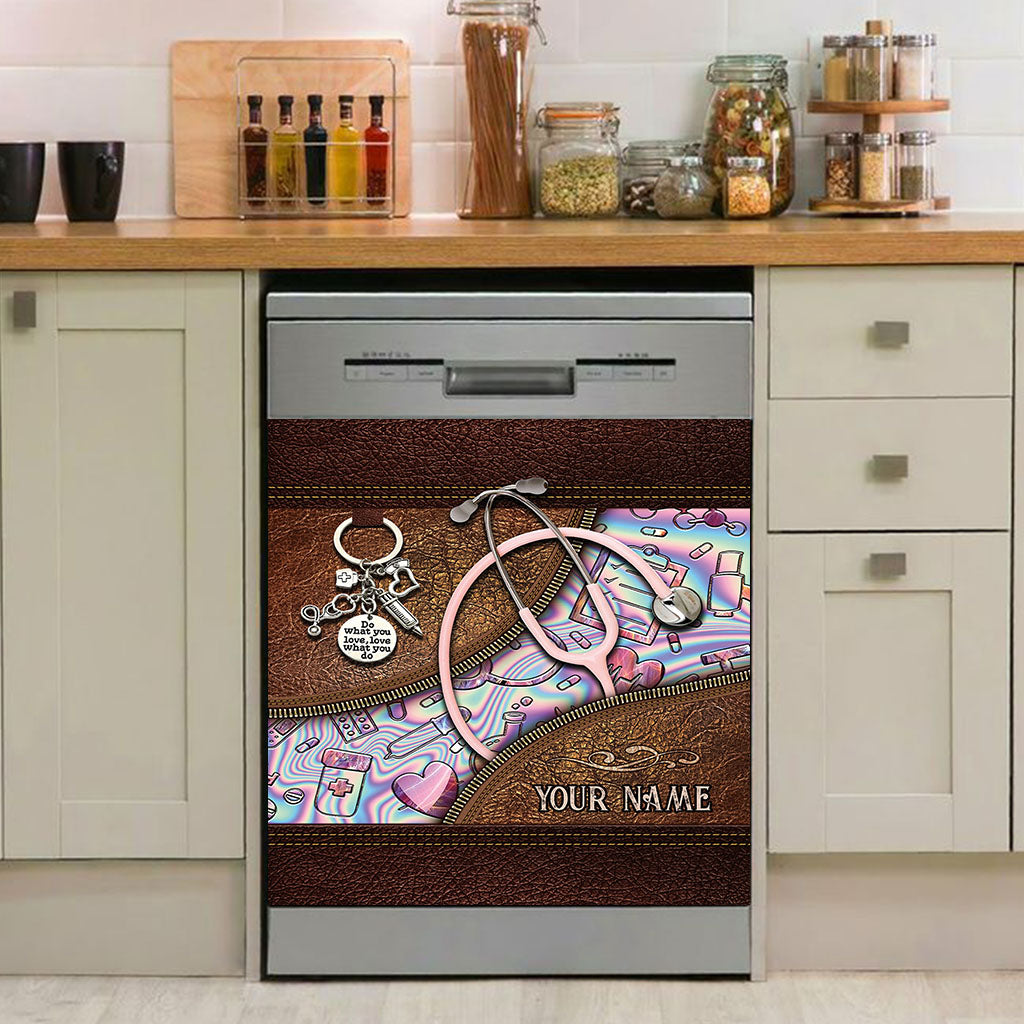 Rosa Stethoskop - Personalisierter Geschirrspülerbezug für Krankenschwestern