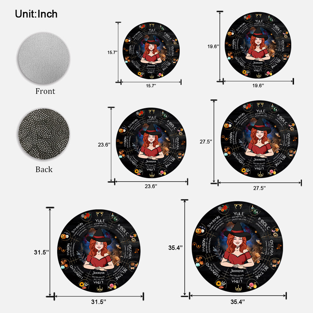 Wheel Of The Year - Personalized Witch Shaped Doormat