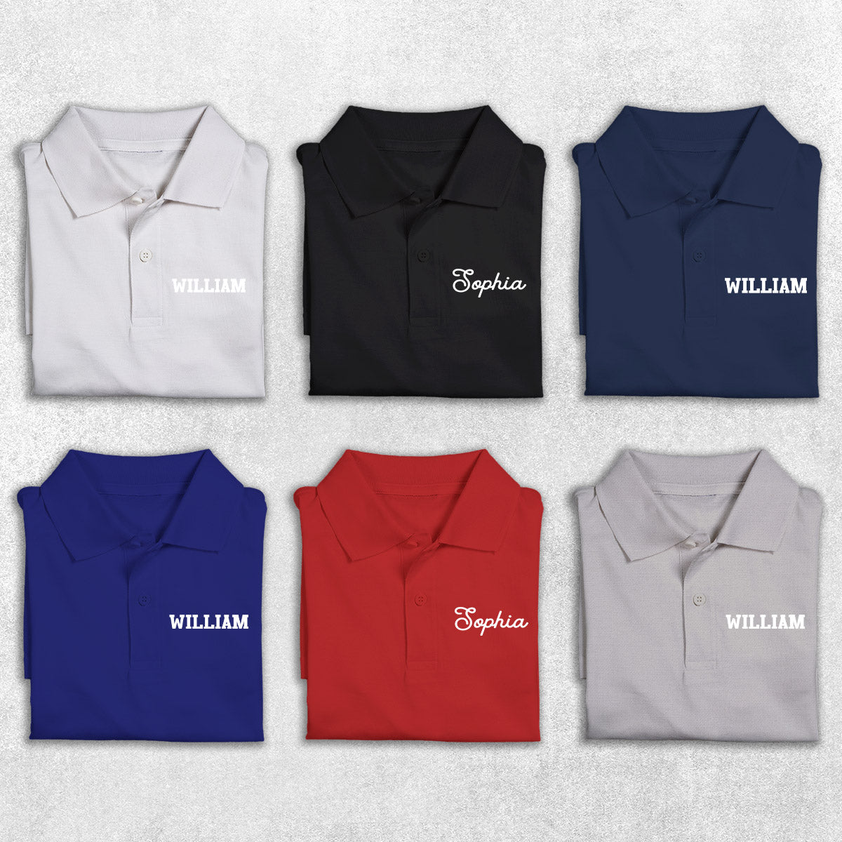 Personalisiertes Poloshirt mit Geschwisterstickerei – Individueller Name