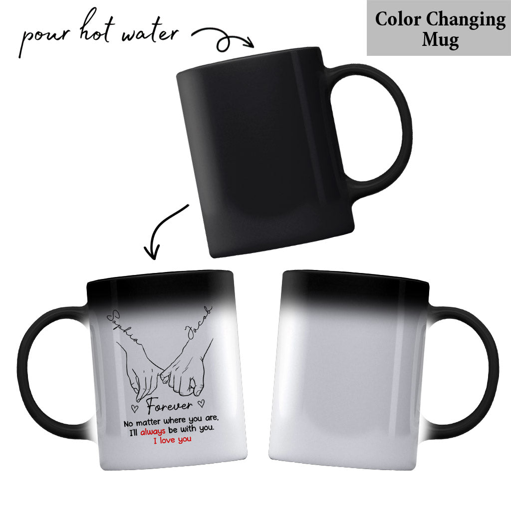 Ich gehe überall mit dir hin – personalisierte Tasse für Paare