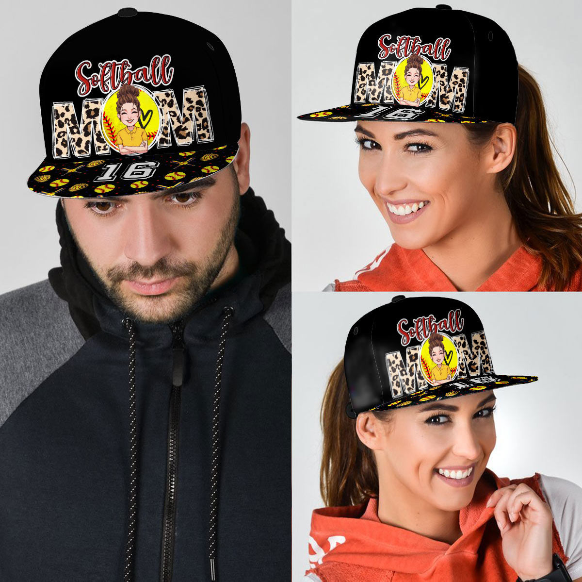 Softball Mom – Personalisierte Softball-Snapback-Kappe