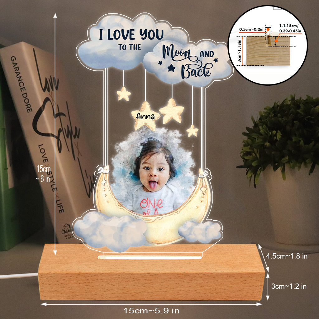 Ich liebe dich bis zum Mond und zurück – Personalisierte, familienförmige Plakettenleuchte