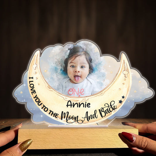 I Love You To The Moon And Back - Personalized Kid Shaped Plaque Light Base