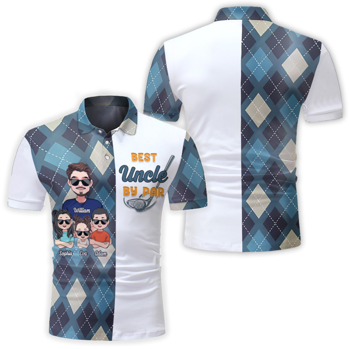 Opas Glückspolo – Golfgeschenk für Papa, ihn, Freund, Ehemann, Opa, Onkel – Personalisiertes Poloshirt