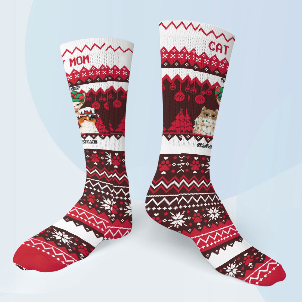 Katzenmama/ Hundemama/ Fellmama/ Katzenpapa/ Hundepapa – Hässliches Muster – Personalisierte Hundesocken