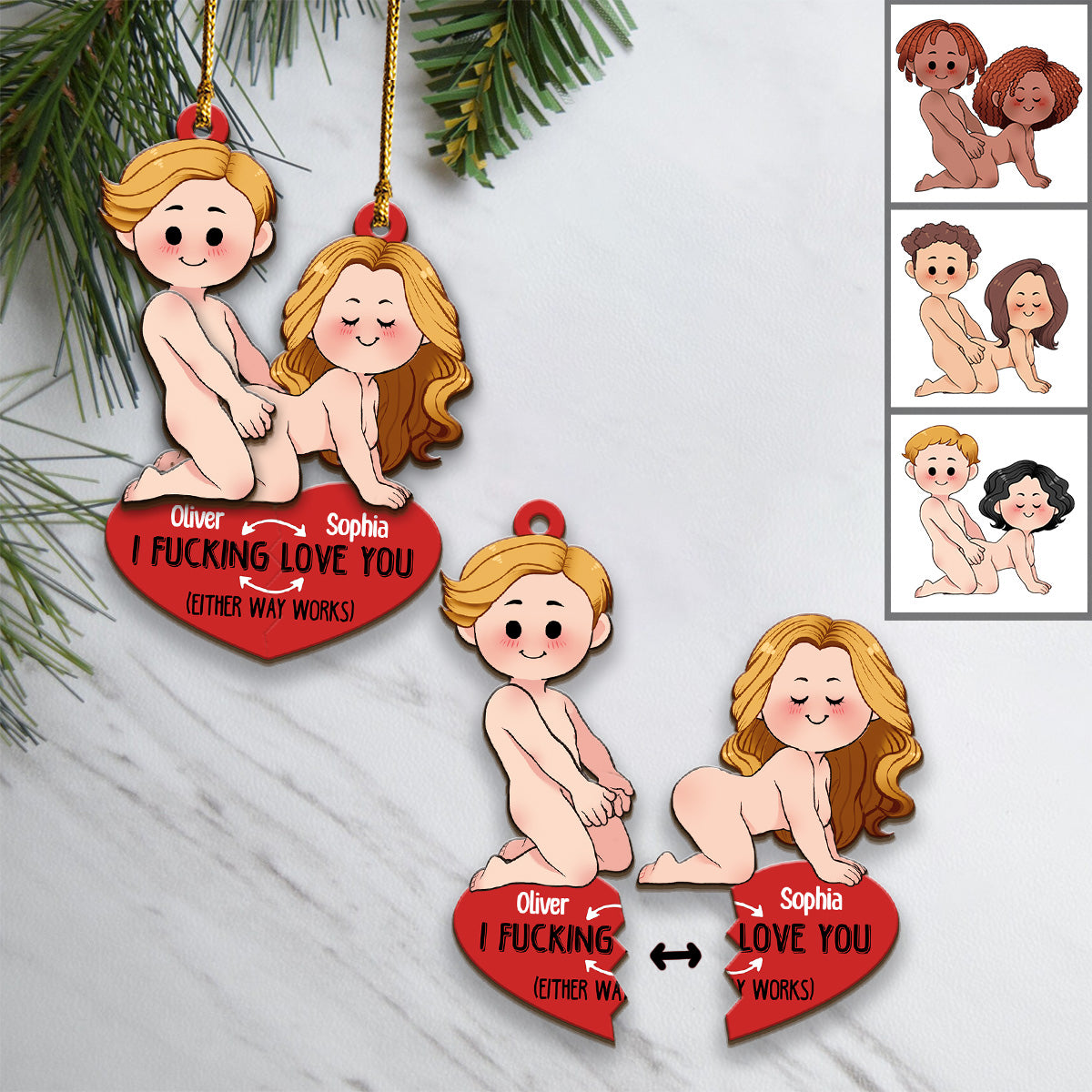 I Love You - Personalized Couple Ornament