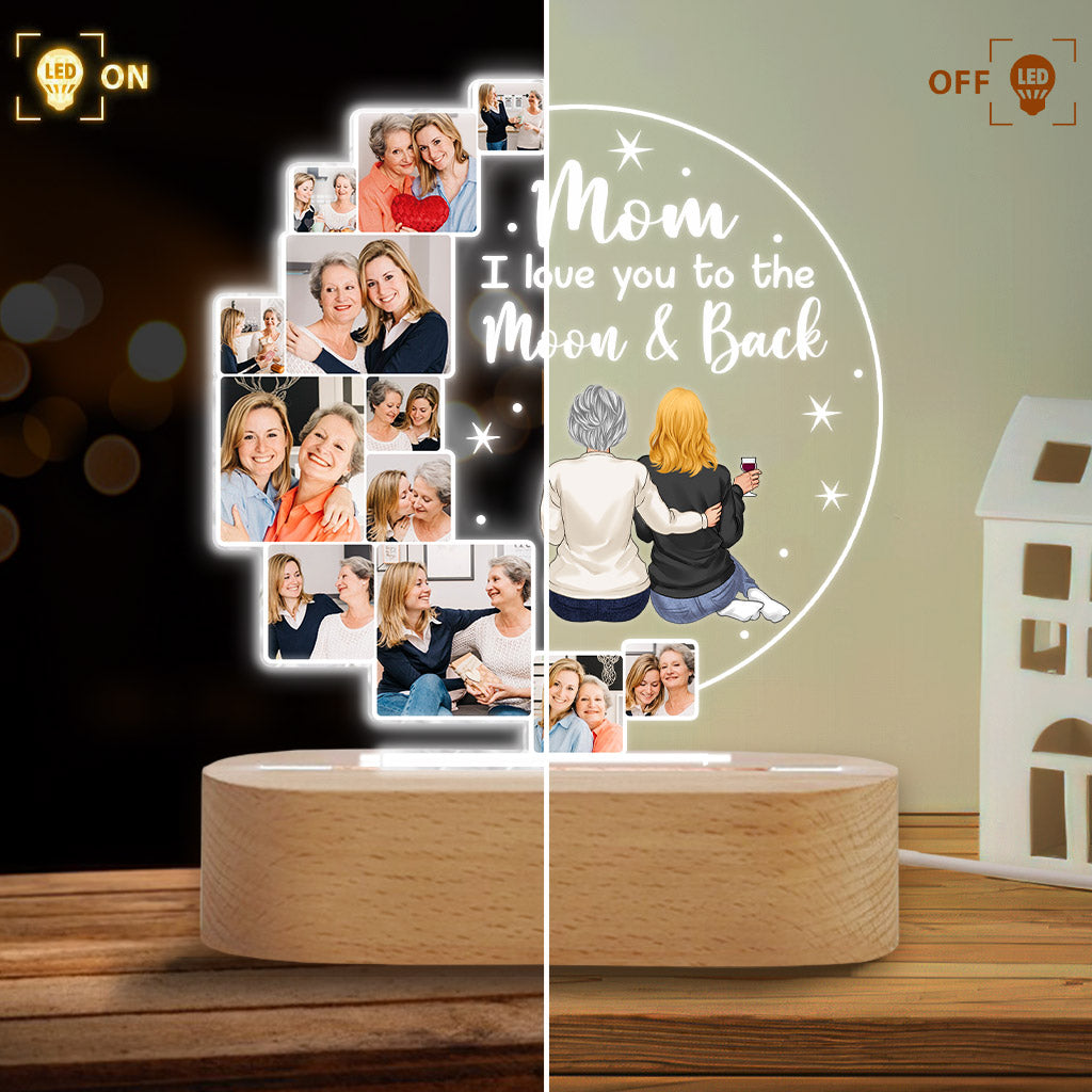 Ich liebe dich bis zum Mond und zurück – Personalisierte, mutterförmige Plakettenleuchte