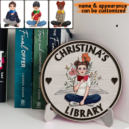 My Library - Personalized Book 2 Layered Wood Sign / Wood Plaque