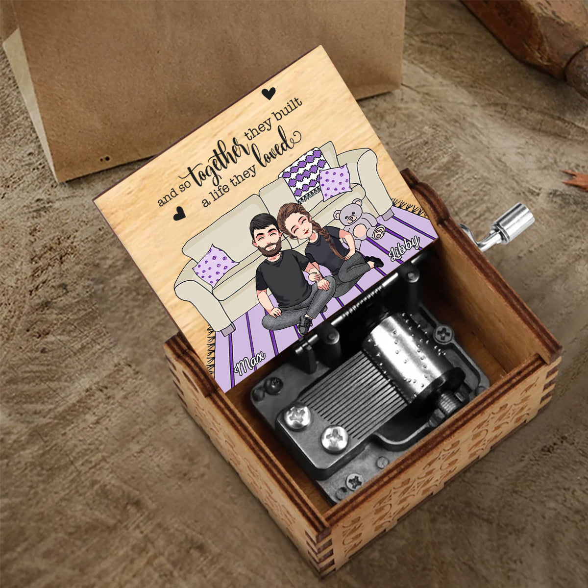 And So Together They Built A Life They Loved - Couple gift for husband, wife, boyfriend, girlfriend - Personalized Hand Crank Music Box