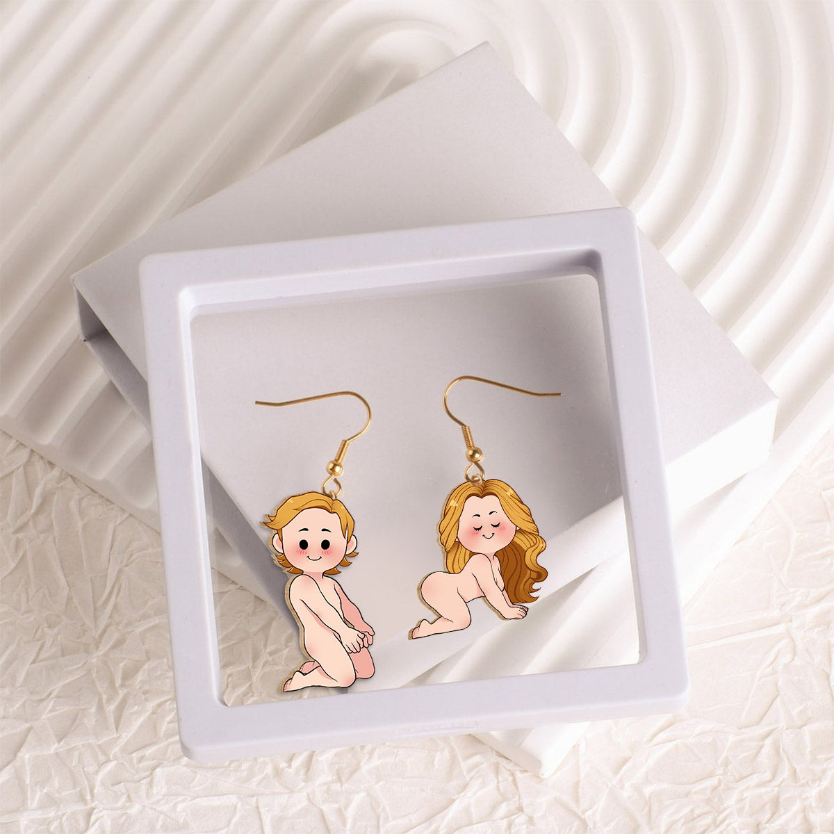 Lustiges Pärchen – Geschenk für Ehemann, Ehefrau, Freund, Freundin – Personalisierte Holzohrringe