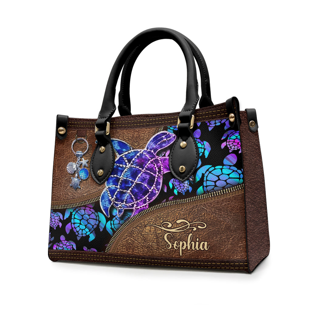 Salty Lil' Beach - Personalized Turtle Leather Handbag