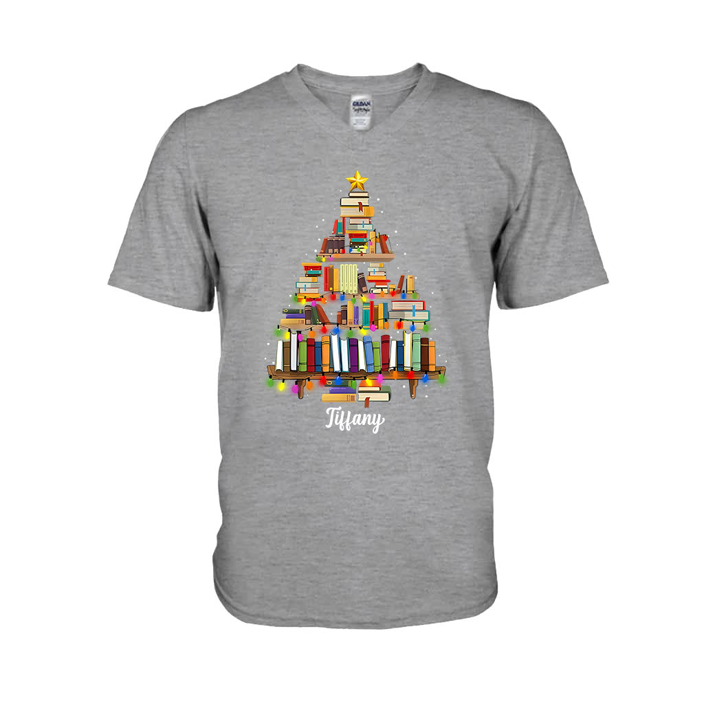 Bücher-Weihnachtsbaum – Personalisiertes Buch-T-Shirt und Hoodie