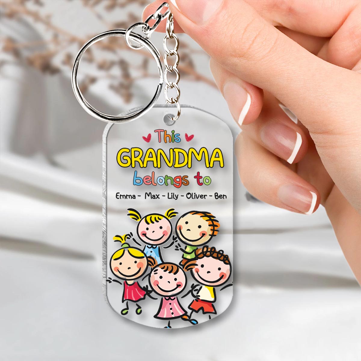 This Grandpa Belongs To - Gift for grandpa, grandma, mom, dad, uncle, aunt, brother, sister - Personalized Keychain