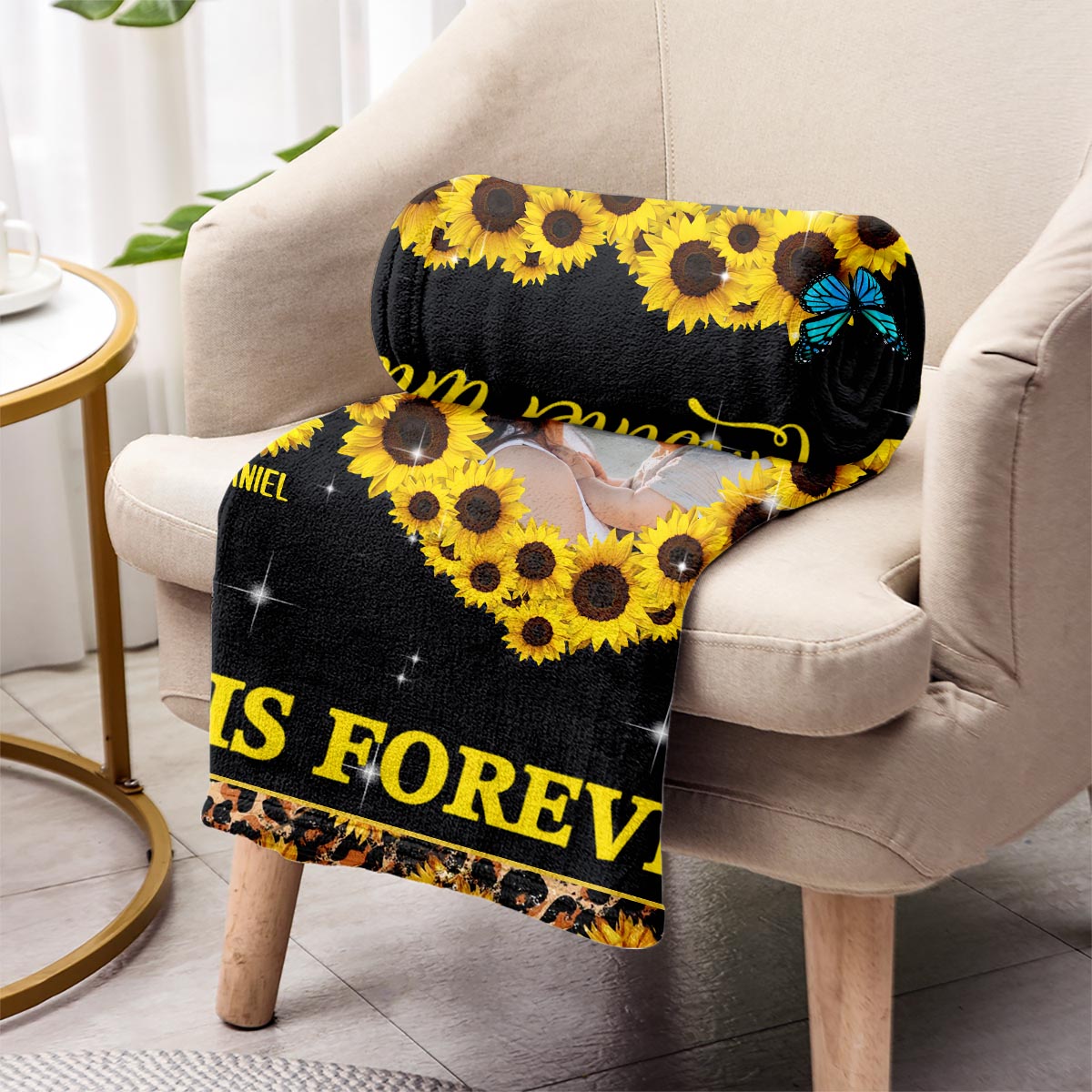 Immer wenn du dieses Herz berührst – Geschenk für Mama, Ehefrau – Personalisierte Decke