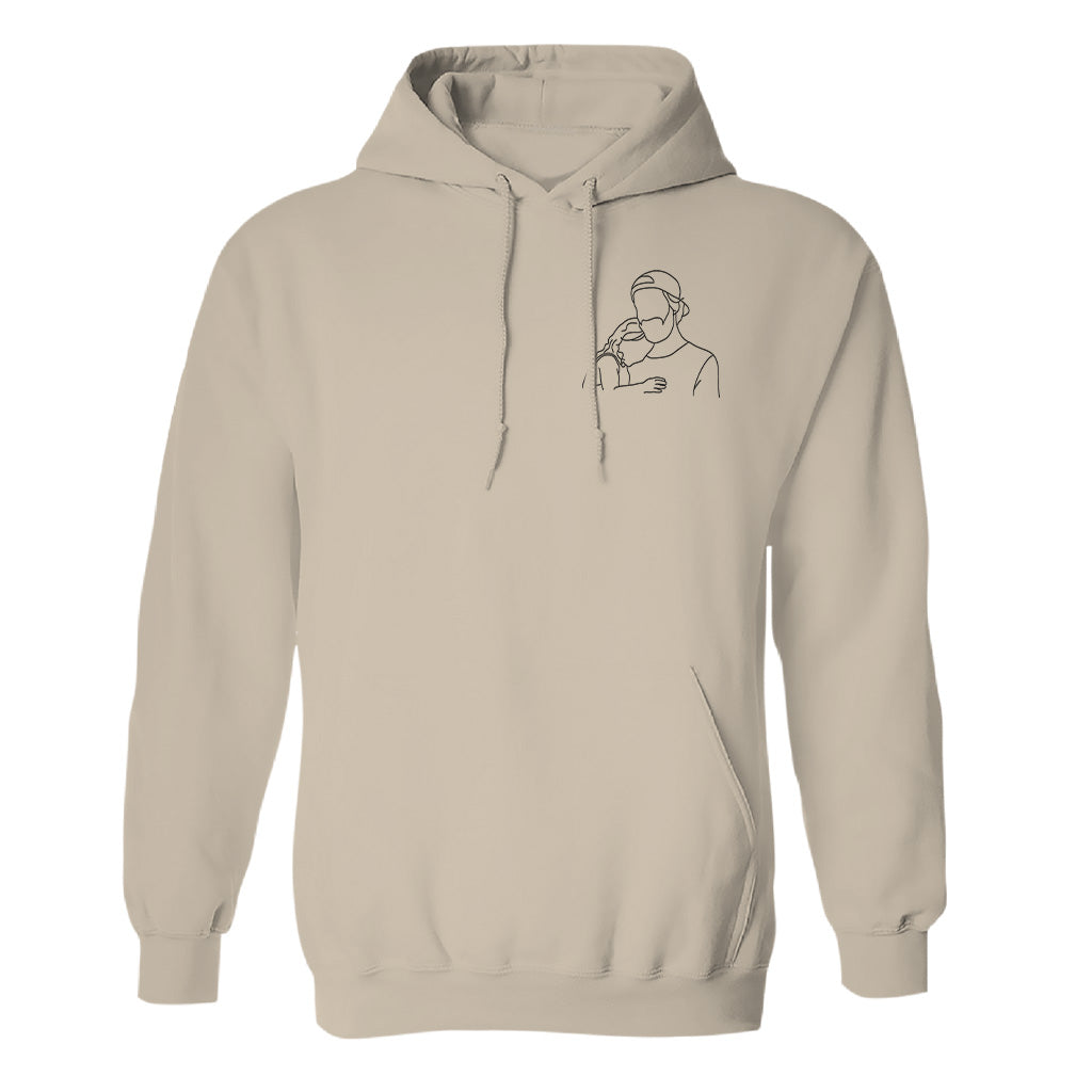 Individuelle Linienzeichnung – Personalisierter bestickter Hoodie für Stiefväter
