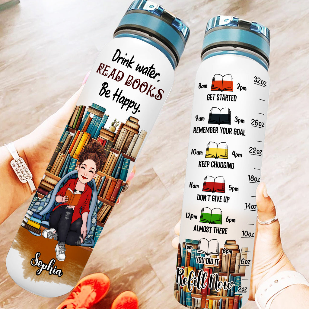 Lies ein Buch und sei glücklich – personalisierte Trinkflasche mit Lesetracker