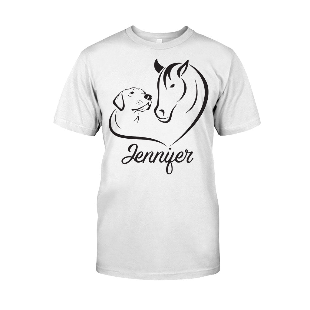 Pferd und Hund – Personalisiertes Pferde-T-Shirt und Hoodie