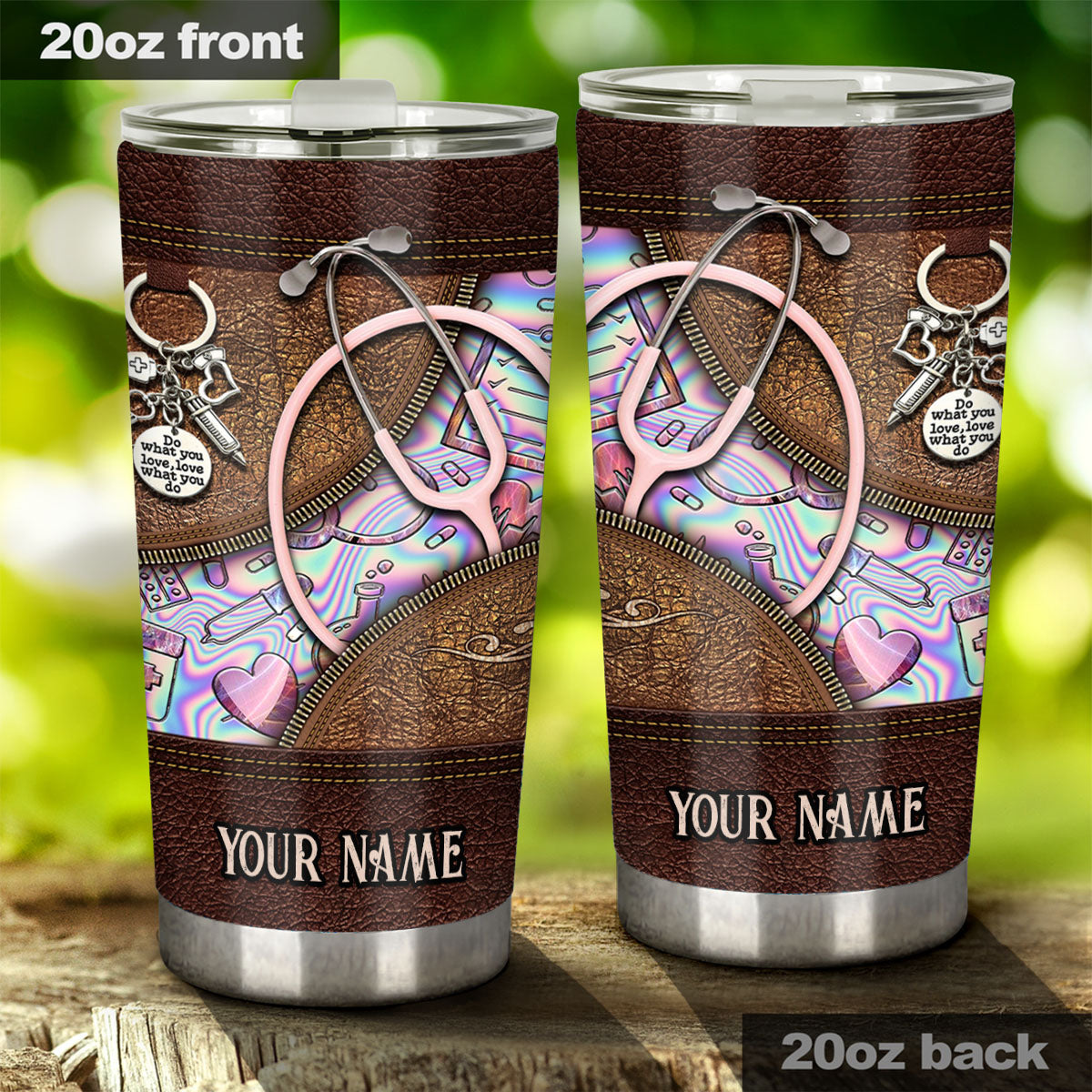 Rosa Stethoskop - Personalisierter Krankenschwester-Trinkbecher