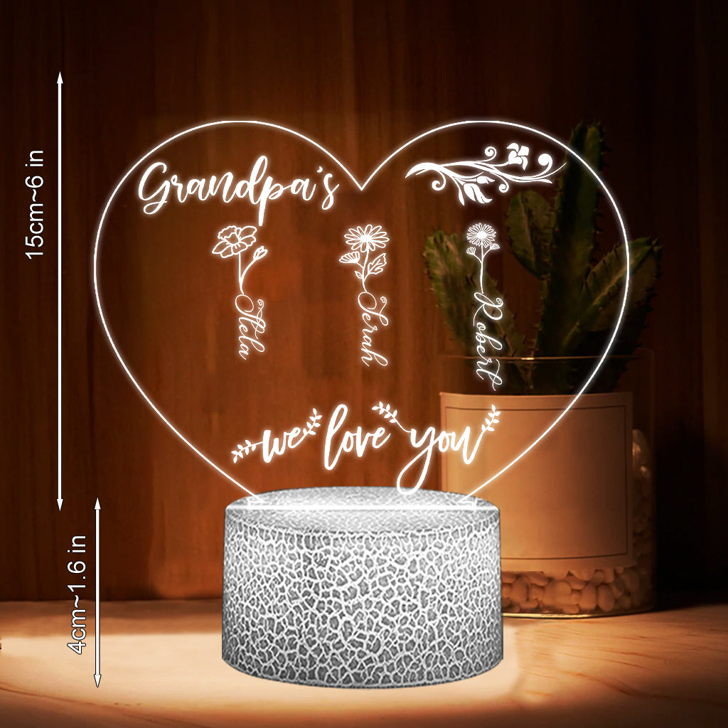 Mom’s Garden - Gift for grandma, mom, aunt, grandpa - Personalized Shaped Plaque Light Base
