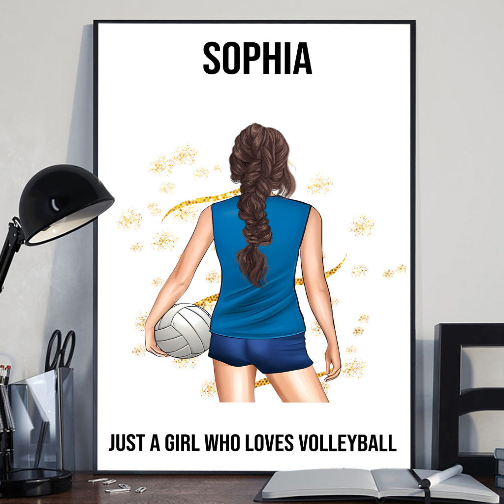 Einfach ein Mädchen, das Volleyball liebt – Personalisierte Volleyball-Leinwand und Poster