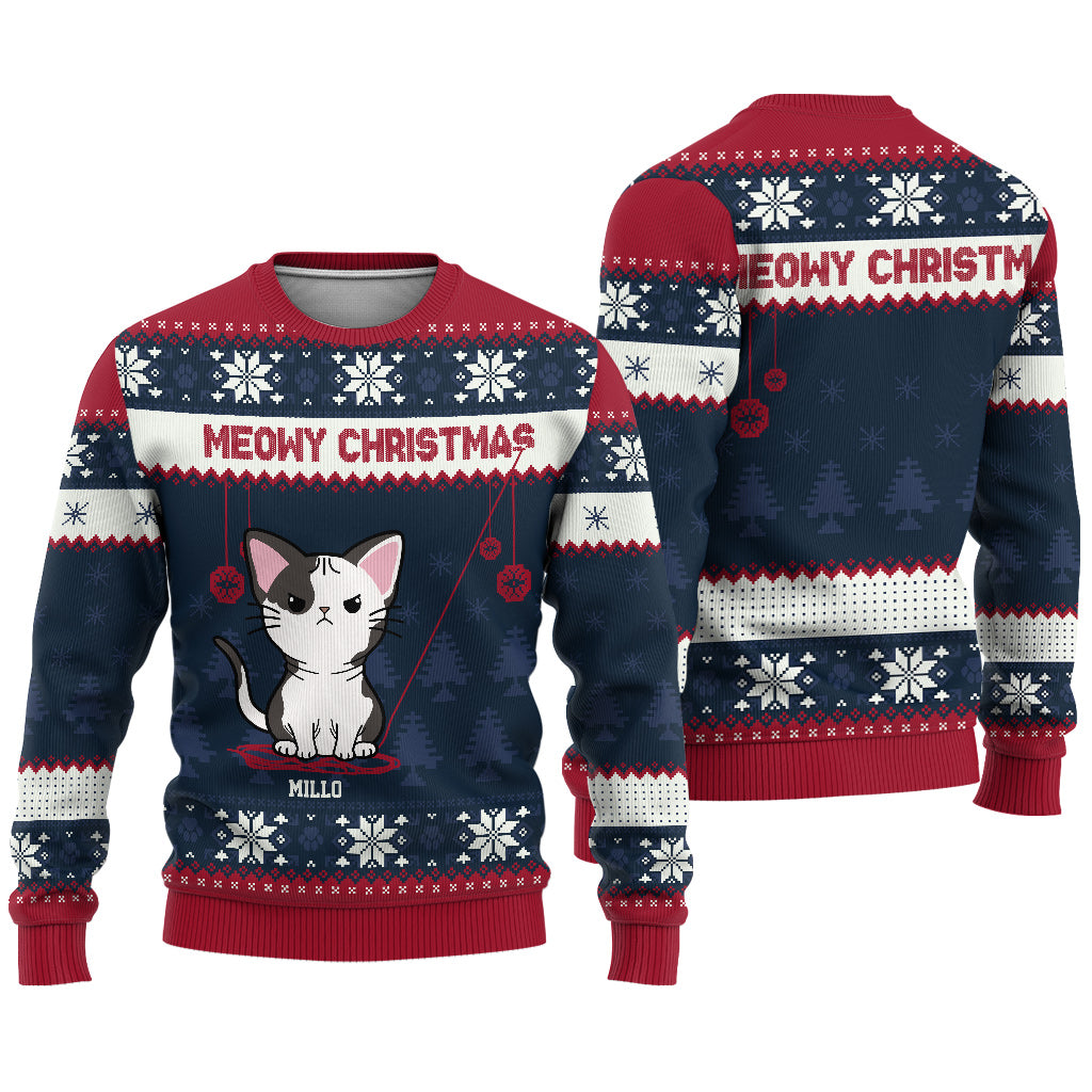 Frohe Weihnachten – Personalisierter Katzen-Pullover