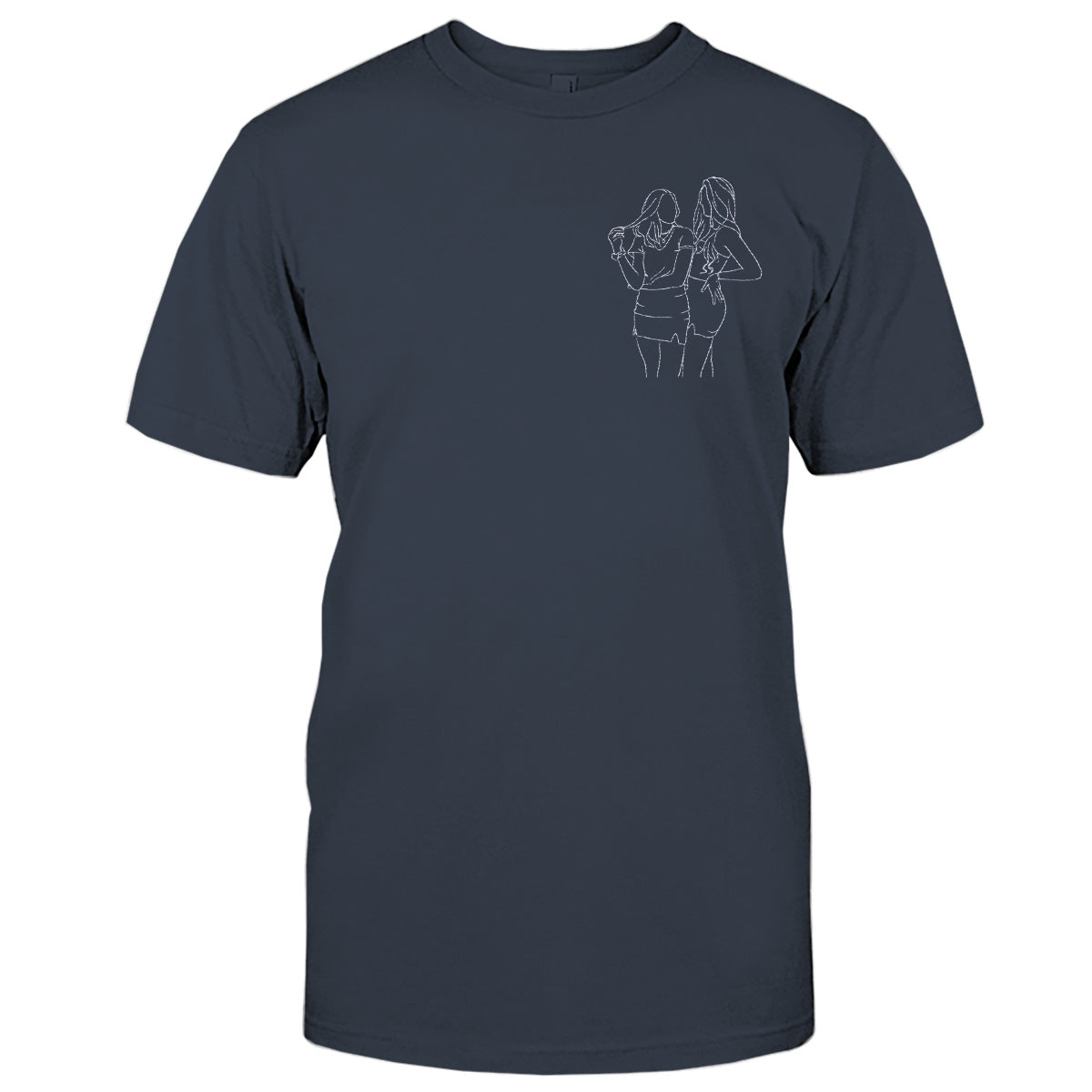 Individuelle Linienzeichnung – Personalisiertes, besticktes T-Shirt für die Tochter