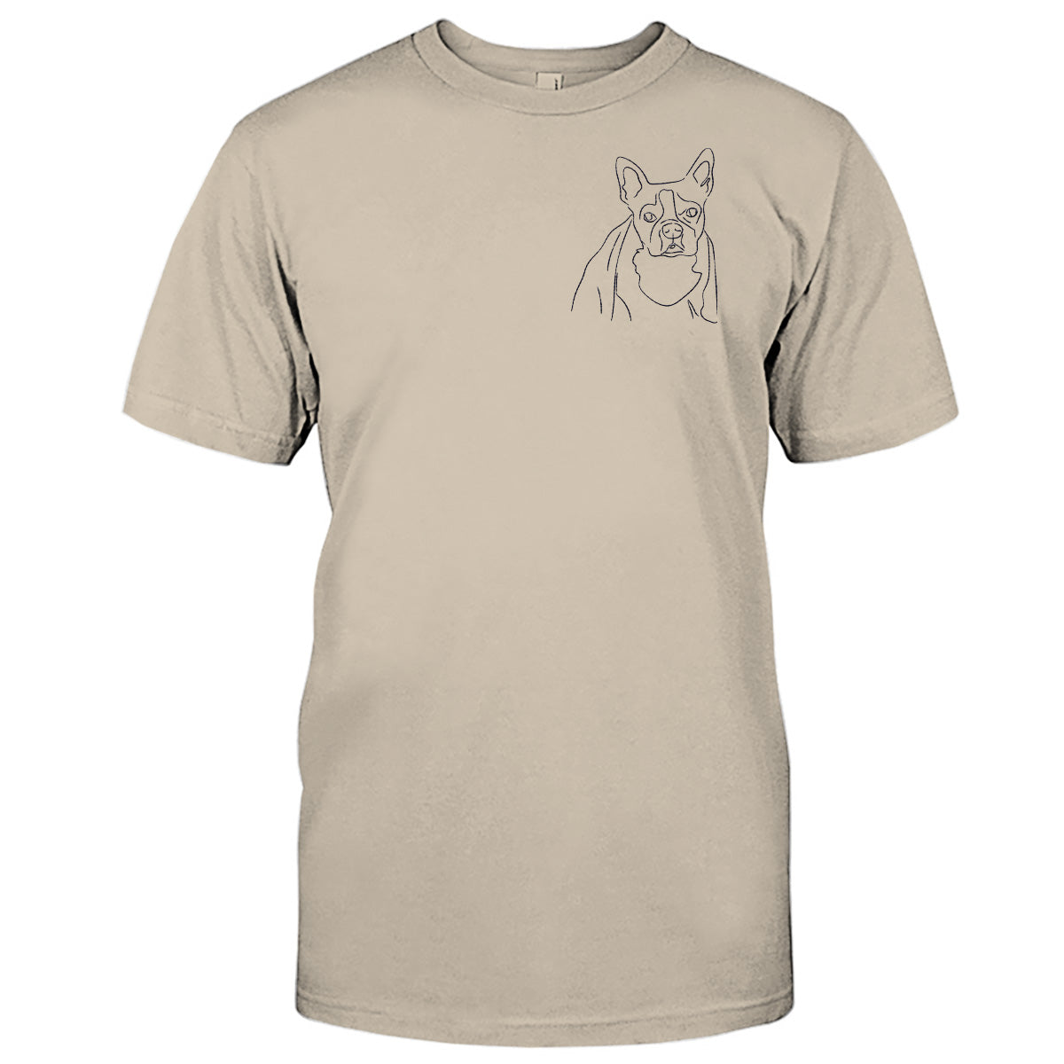 Individuelle Linienzeichnung – Personalisiertes T-Shirt mit Hundestickerei