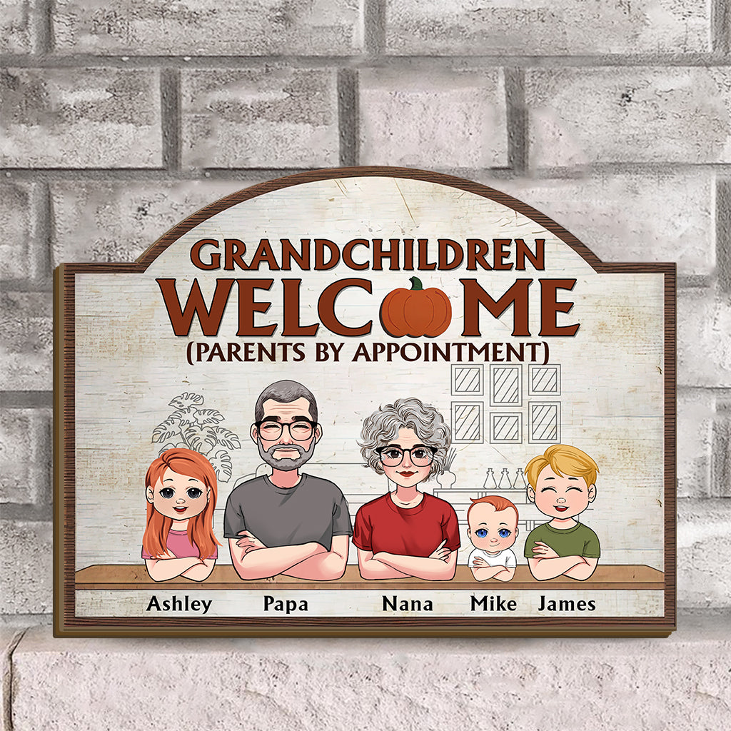 Grandchildren Welcome - Personalized Grandma Interchangeable Wood Sign