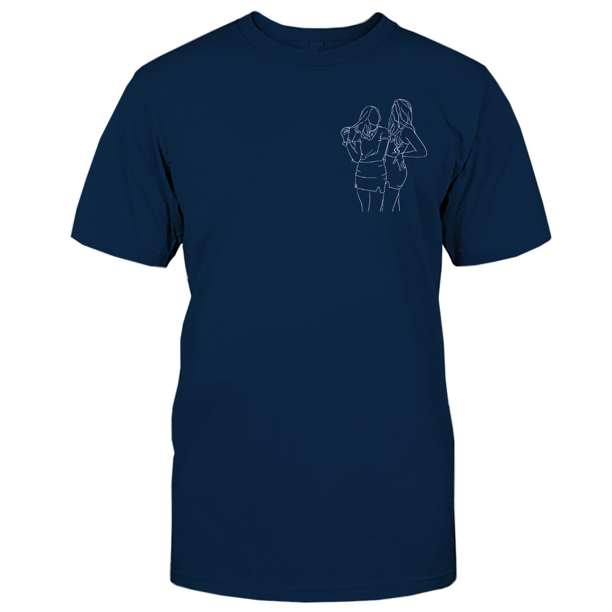 Individuelle Linienzeichnung – Personalisiertes, besticktes T-Shirt für die Tochter