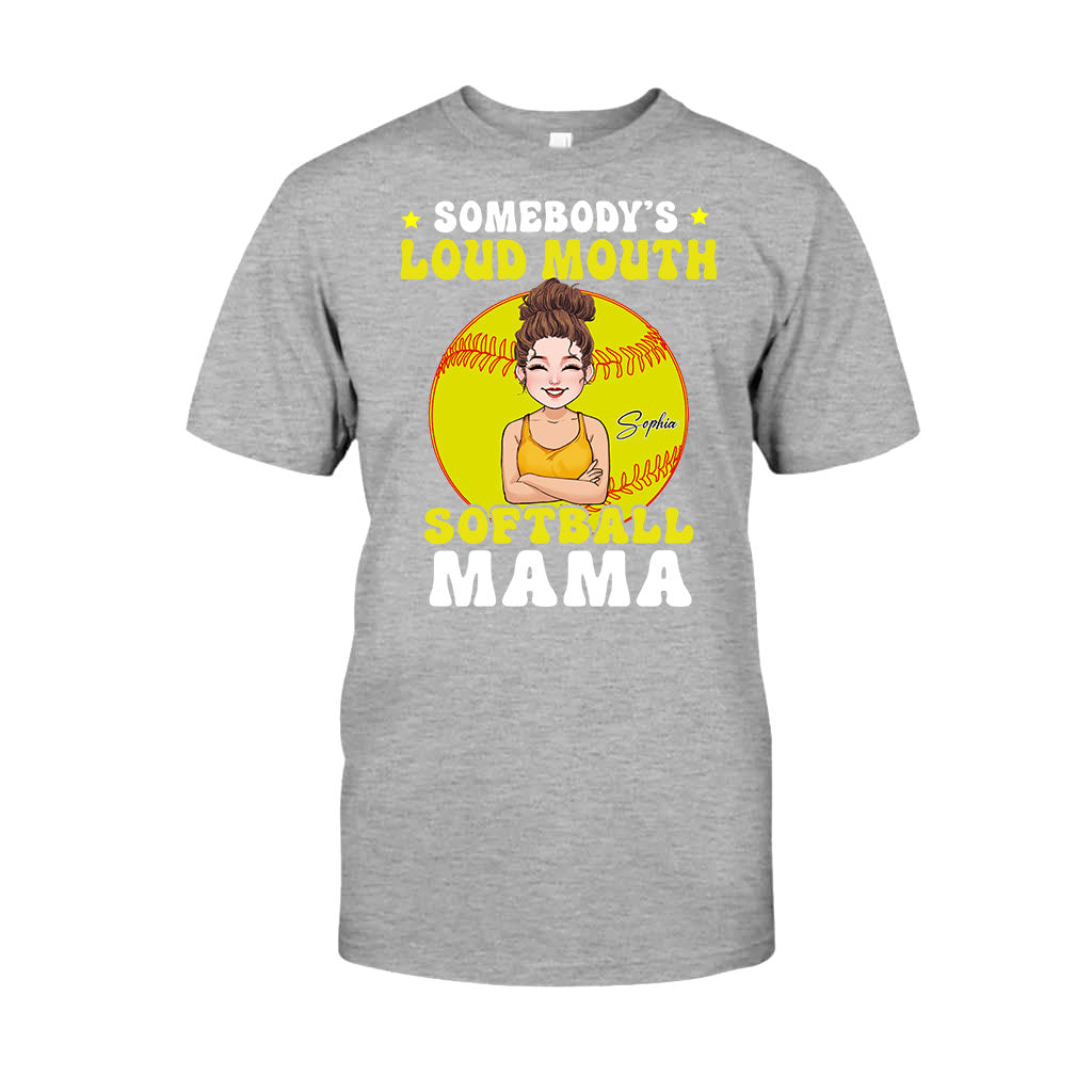 Softball-Mama mit lauter Klappe – Personalisiertes Softball-T-Shirt und Hoodie