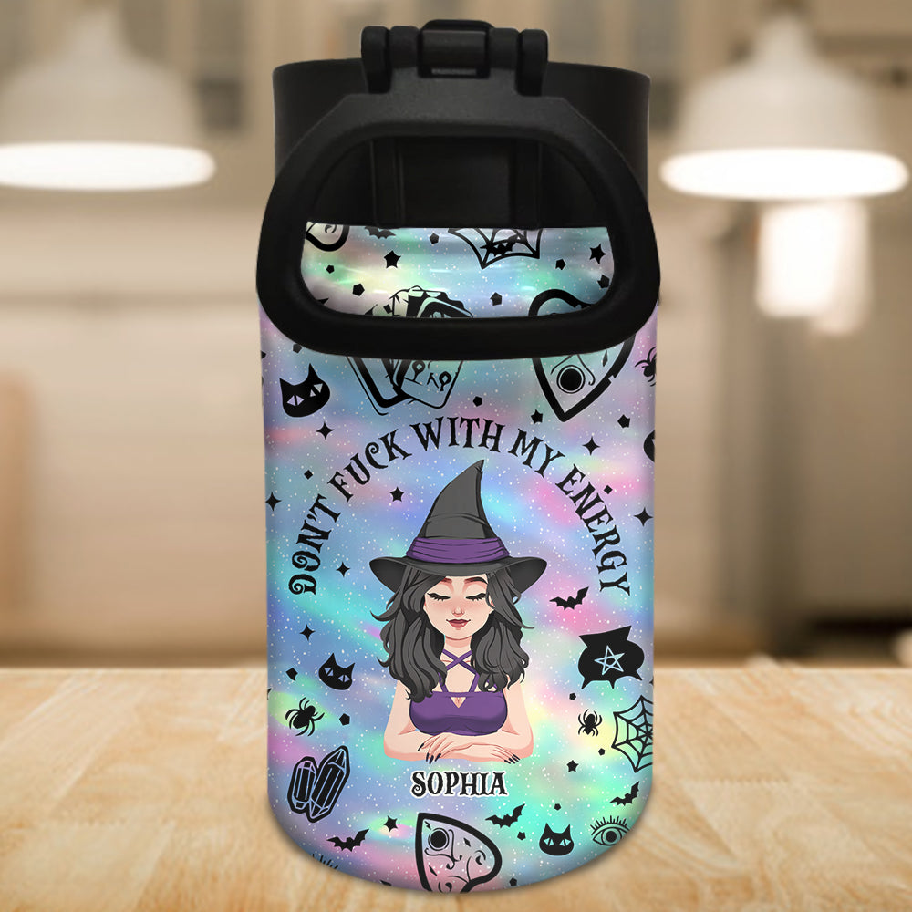 Leg dich nicht mit meiner Energie an – Personalisierte Hexen-Trinkflasche für Kinder