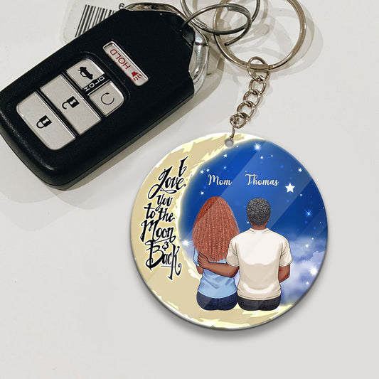 Bis zum Mond und zurück – Geschenk für Oma, Mama, Papa, Opa – Personalisierter Schlüsselanhänger