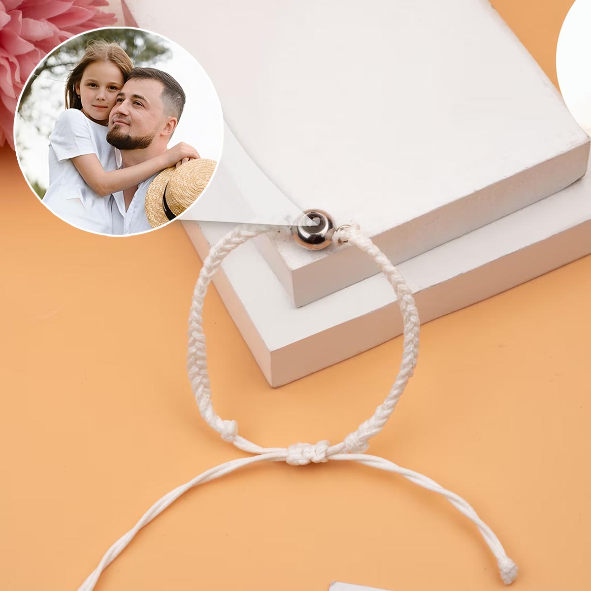 Photo Inserted Father Bracelet - Personalized Father Projection Bracelet