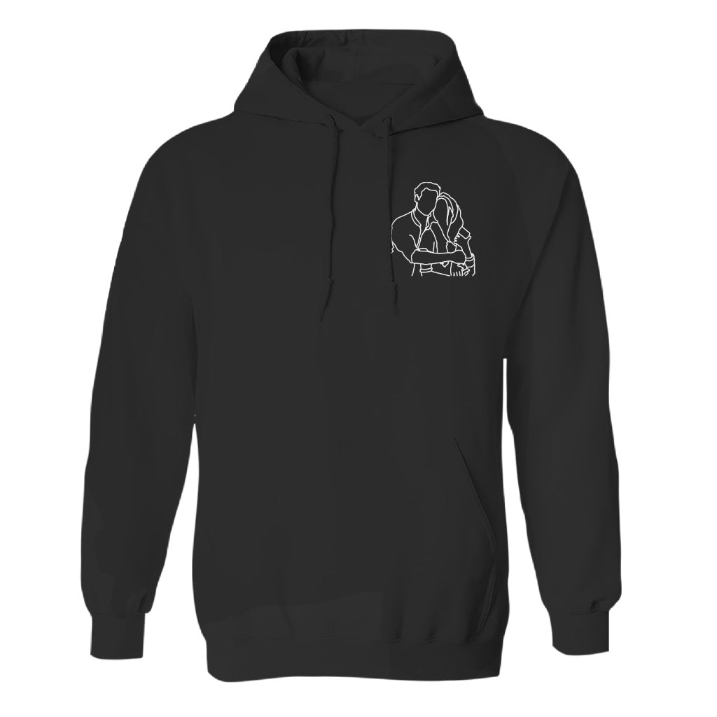 Individuelle Linienzeichnung – Personalisierter, bestickter Hoodie für Paare